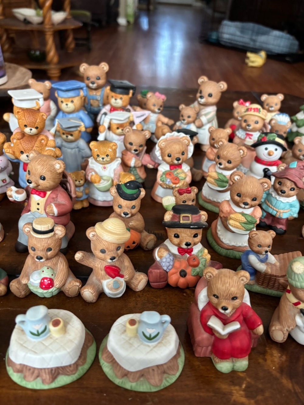 Collectible Miniature Teddy Bear Figurine Set - vintage antique Homeco Enesco